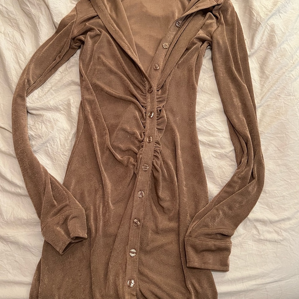 Light Brown Button Down Dress - NEW